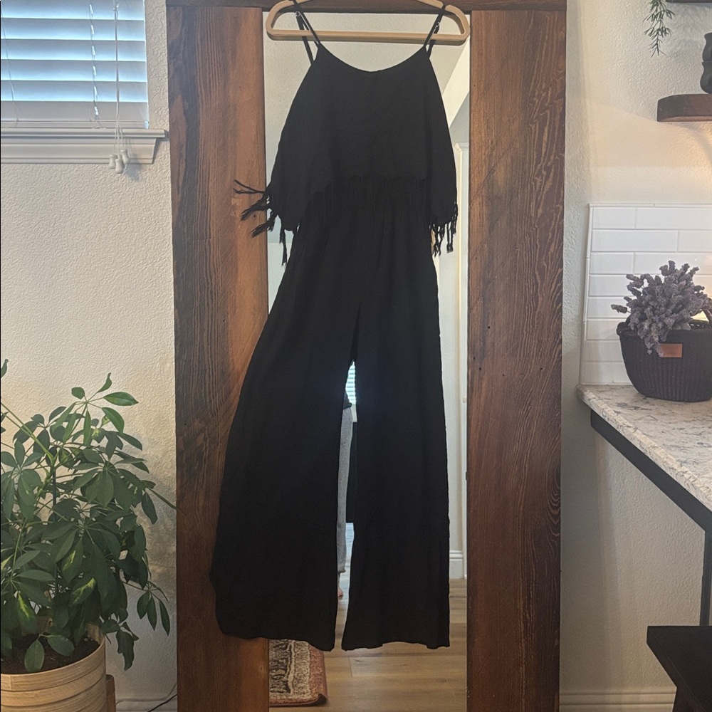 Black Fringe Jumpsuit